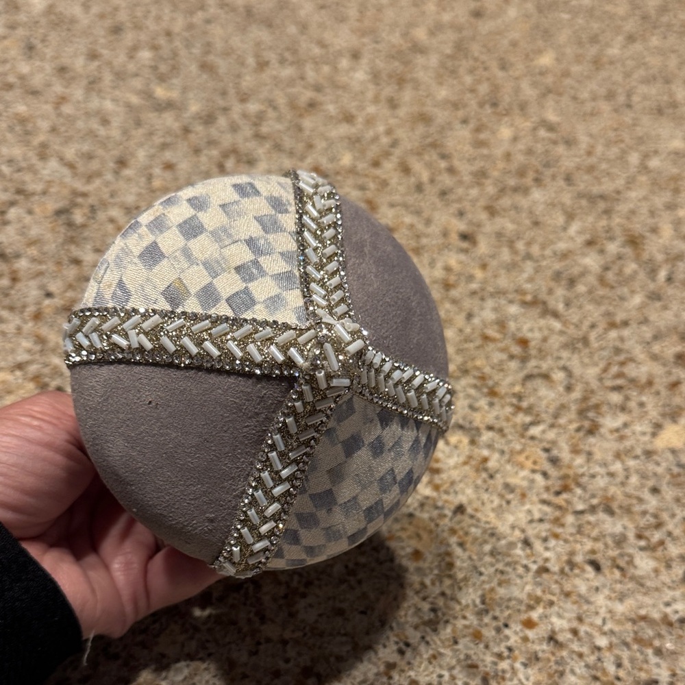 MacKenzie-Childs Sterling Check Crystal Palace Suede Beaded Ornament - Picture 4 of 5